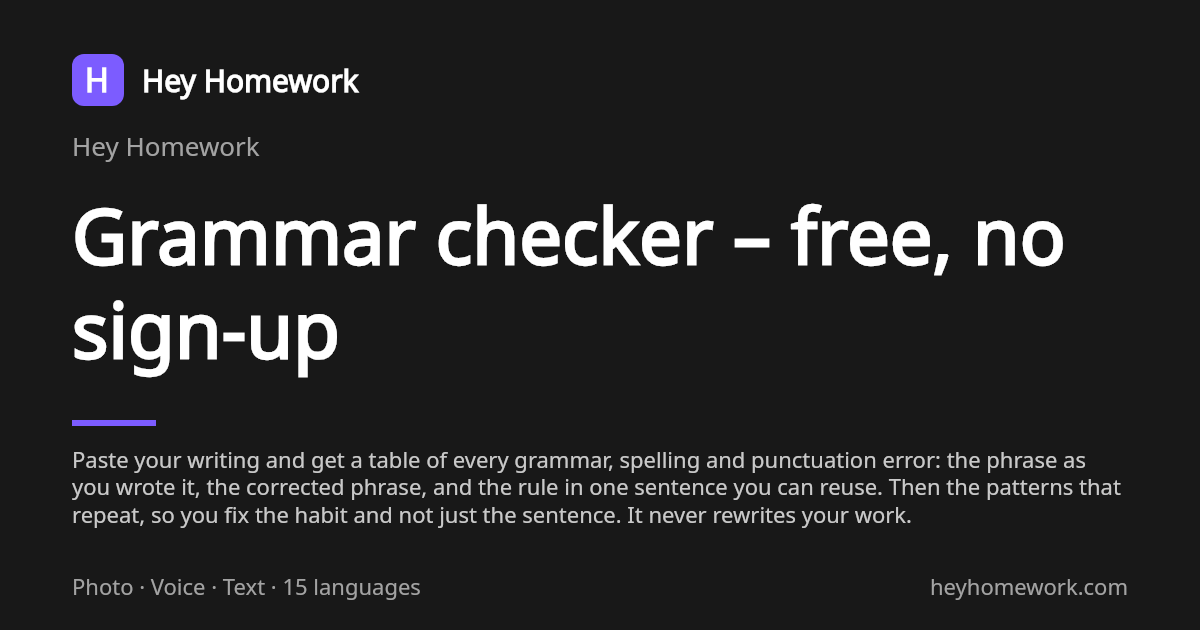 Grammar checker – free, no sign-up | Hey Homework